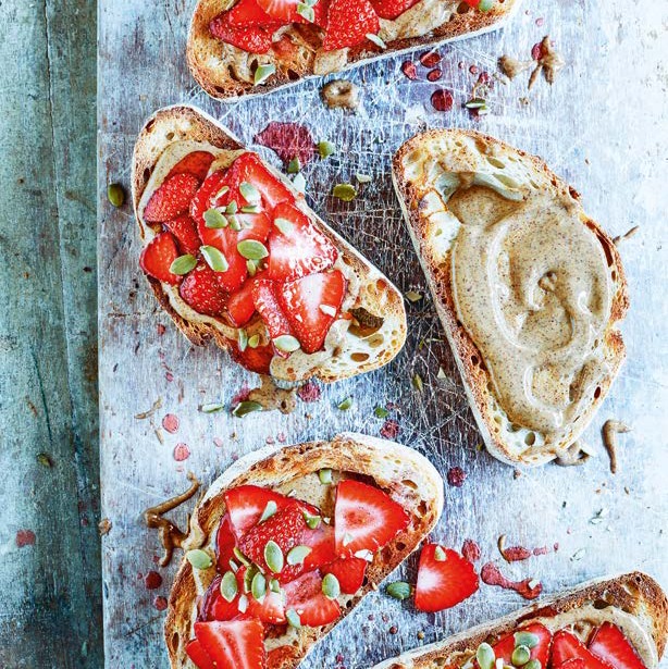 Marinated Strawberries and Almond Butter Sourdough | Pip & Nut