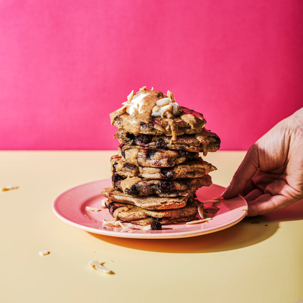  Blueberry, Coconut & Almond Butter Pancakes 