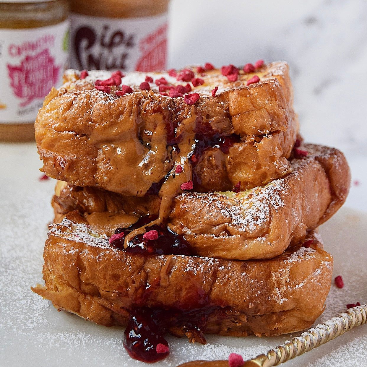 Peanut Butter & Jam Brioche French Toast Recipe | Pip & Nut
