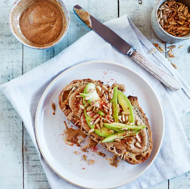  Almond Butter, Avocado & Spiced Sunflower Seeds Toast 