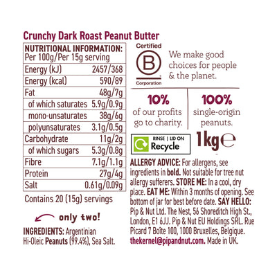 Dark Roast Crunchy Peanut Butter 1kg