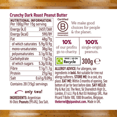 Dark Roast Crunchy Peanut Butter 300g